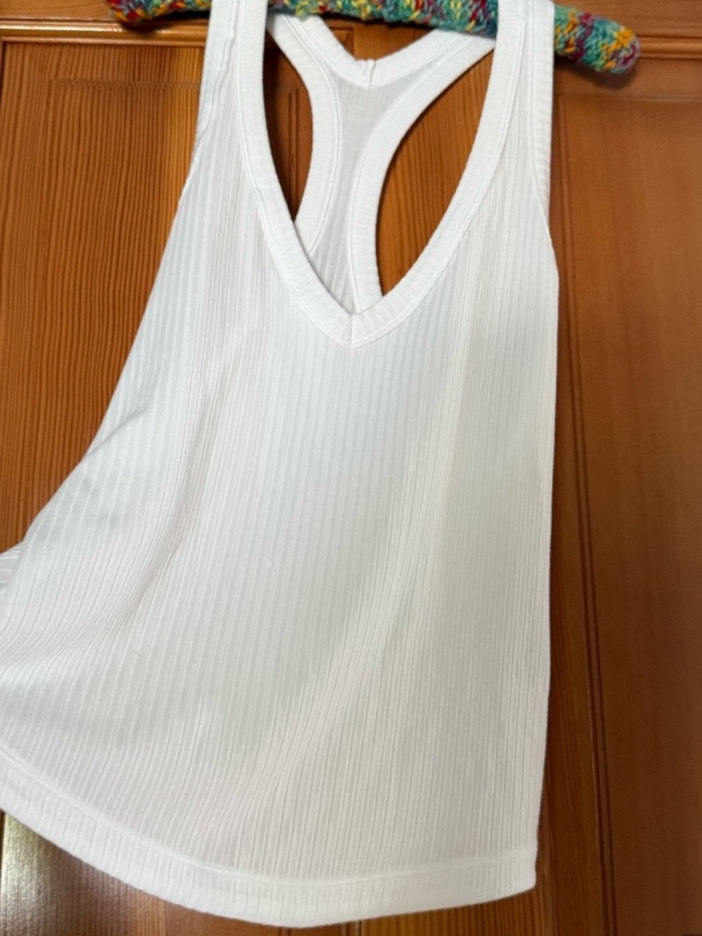lululemon athletica White Ribbed V-Neck Racerback Tank